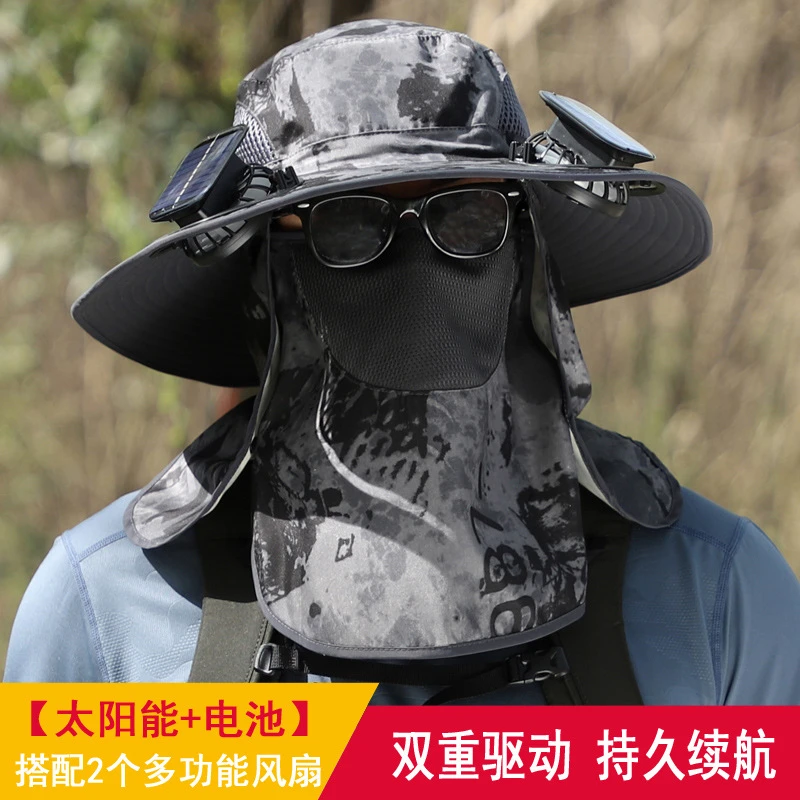 太阳帽新款可充电凉帽可拆卸干活男士可户外款挖洞太阳能帽子风扇