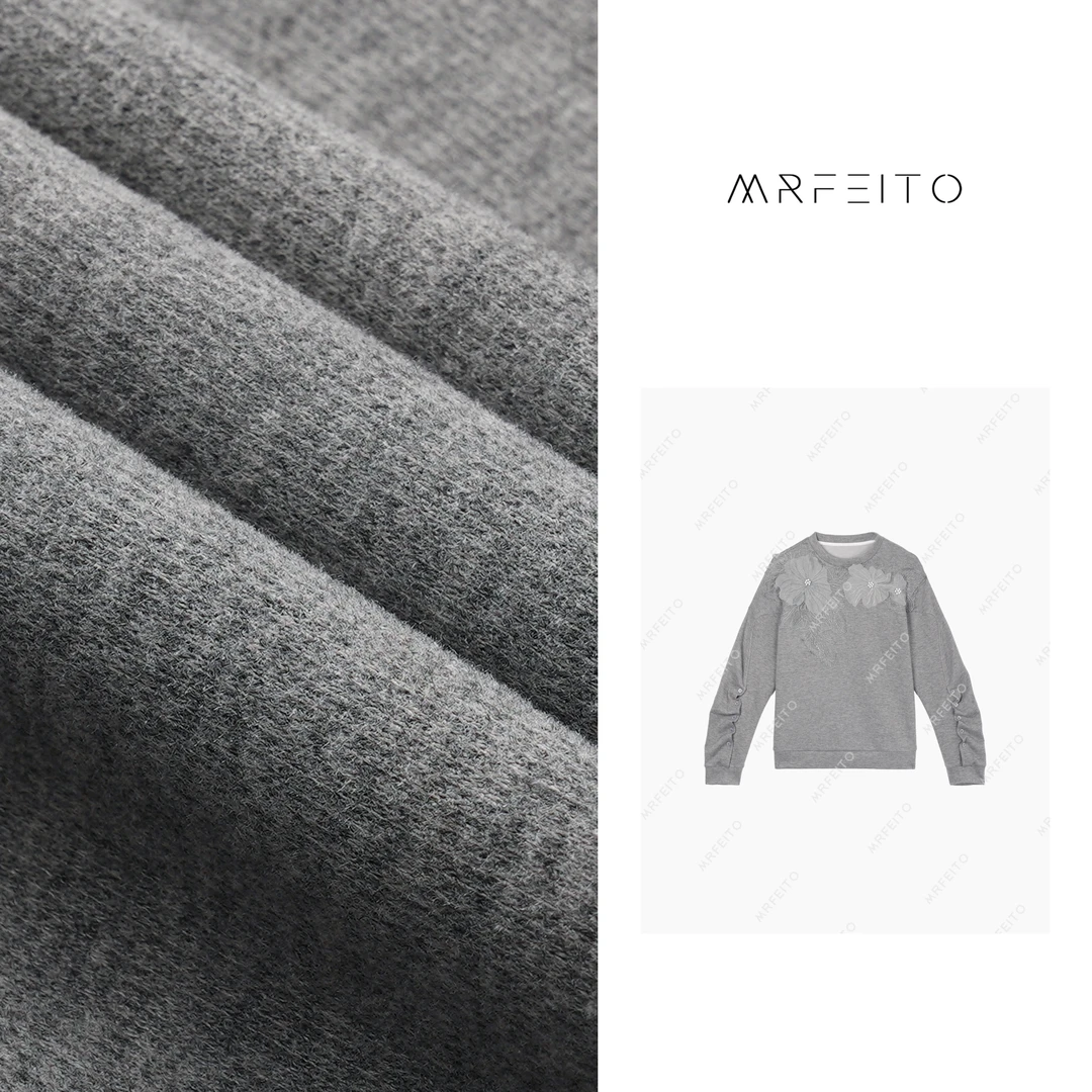 法式时尚手工蕾丝花朵休闲套头卫衣H16WY01Q28810