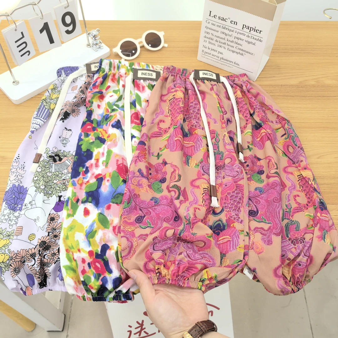 夏季儿童绵绸人造棉灯笼裤宽松凉凉裤休闲防蚊裤