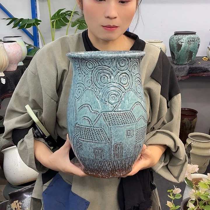 19×30 -粗陶花盆有孔