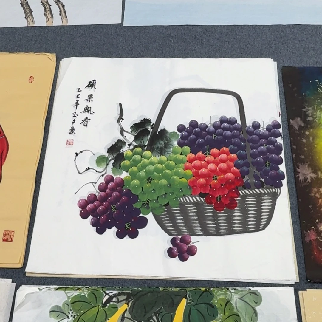 国画四尺斗方70X70纯手绘作品