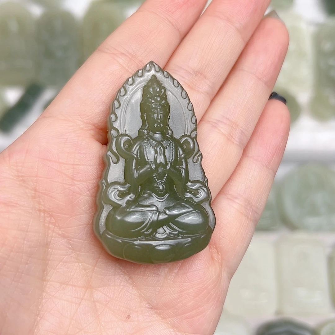 颈饰未镶嵌和田玉火焰观音