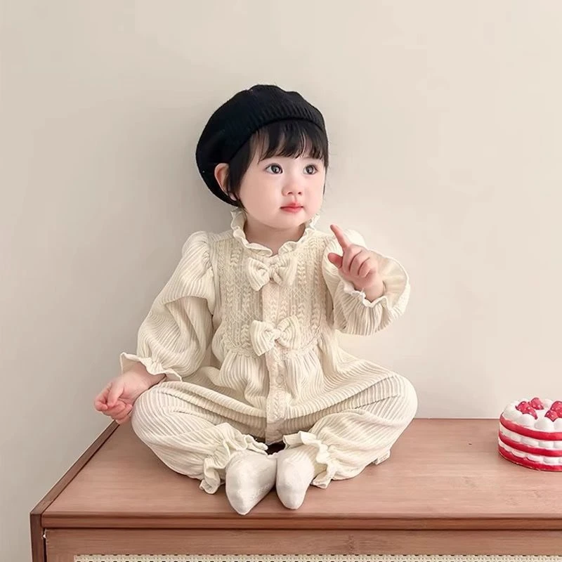 【小灿家】白月光对开连体衣 婴儿衣服春秋女宝宝小公主新生儿衣服