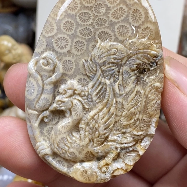 硅化珊瑚（珊瑚玉）未镶嵌颈饰有瑕