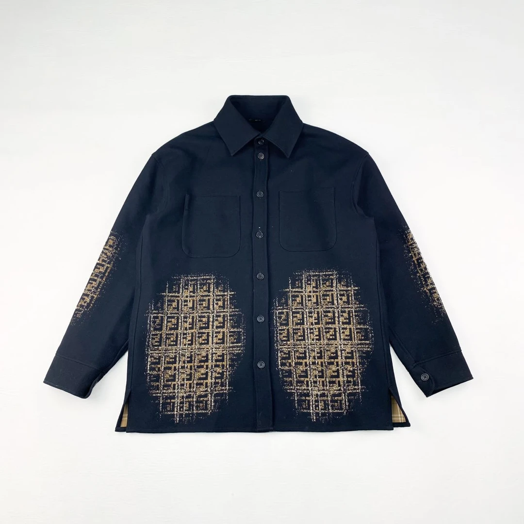 未使用 FENDI/芬迪 满印logo单排扣百搭外套50码编码xb5832