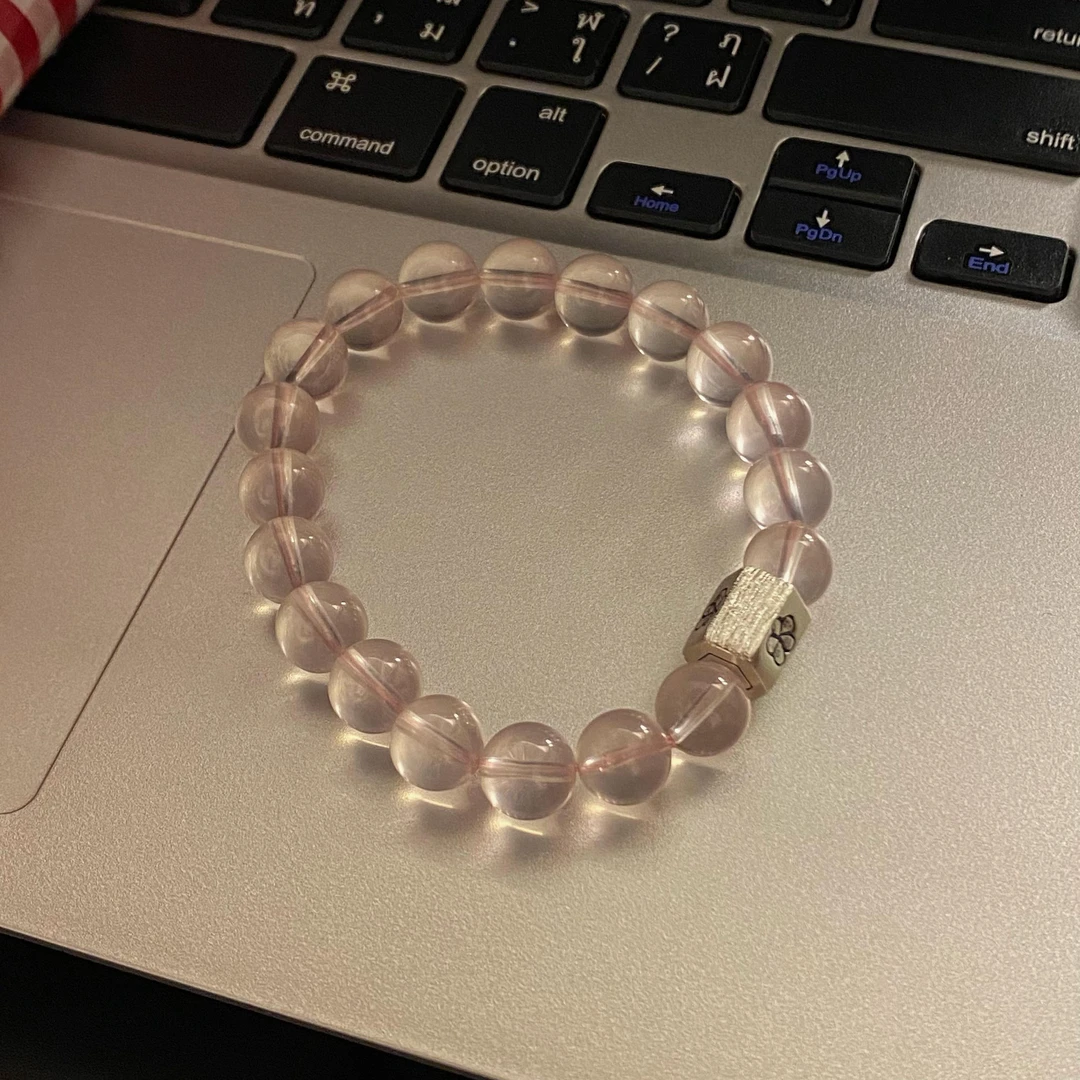 925银手链 《樱花树下》星光粉六芒星时尚百搭简约小众弹力绳款手链