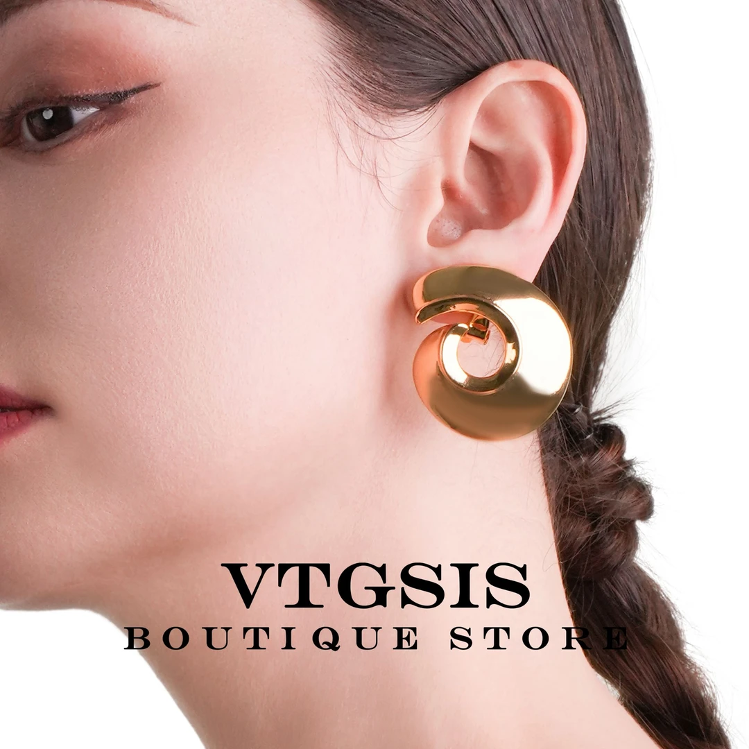 VTGSIS 合金耳饰 金色海螺耳夹轻奢气质复古法式简约欧美女22032