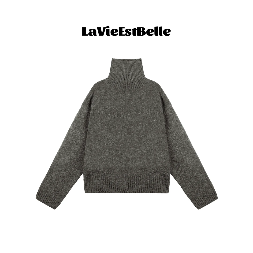 【颈上添花】高级感气质堆堆领套头软糯毛衣慵懒针织衫MDM018