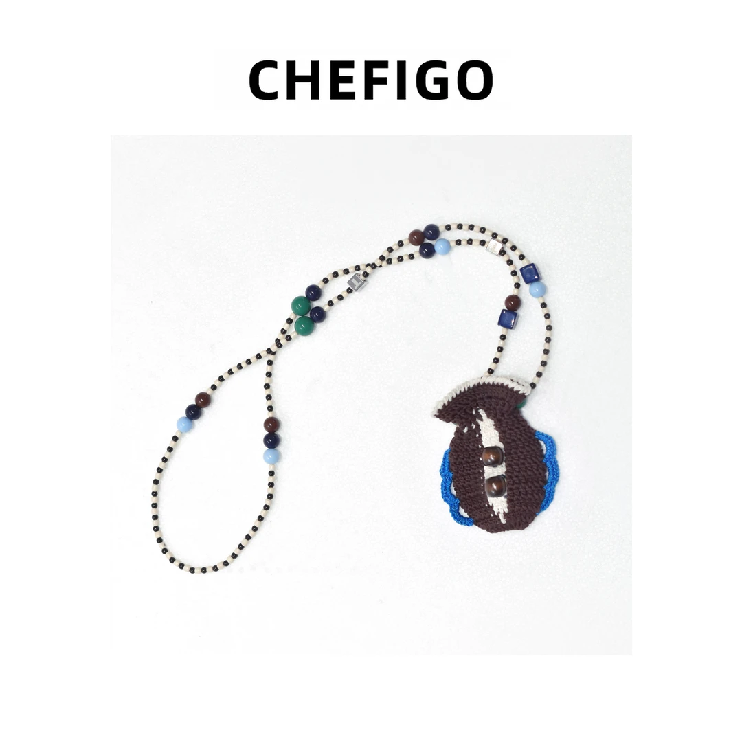 合金棉绳项链 CHEFIGO手工编织串珠口红包