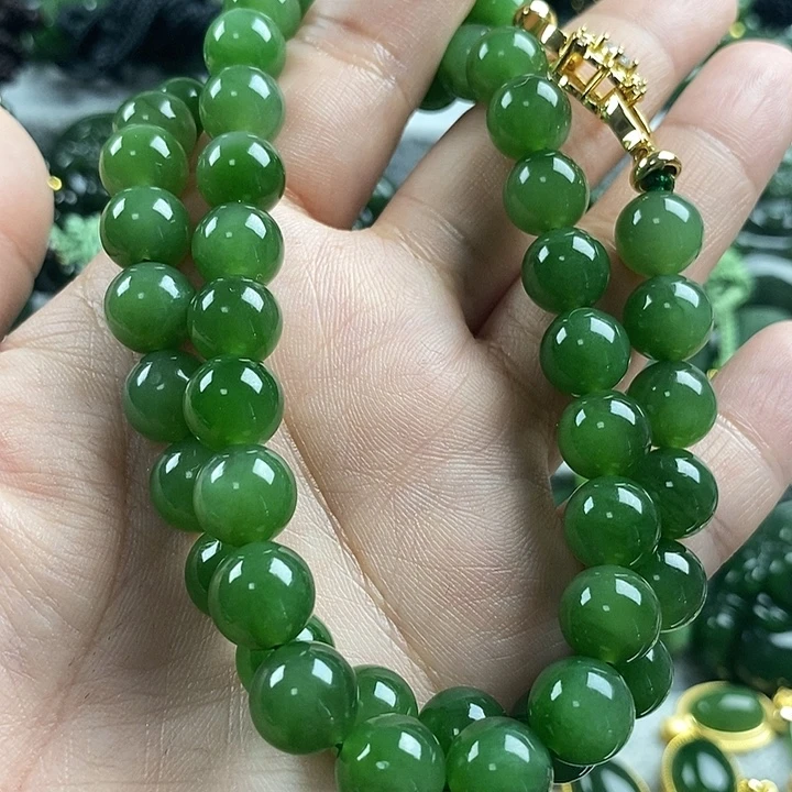 和田玉（碧玉）未镶嵌项链10mm