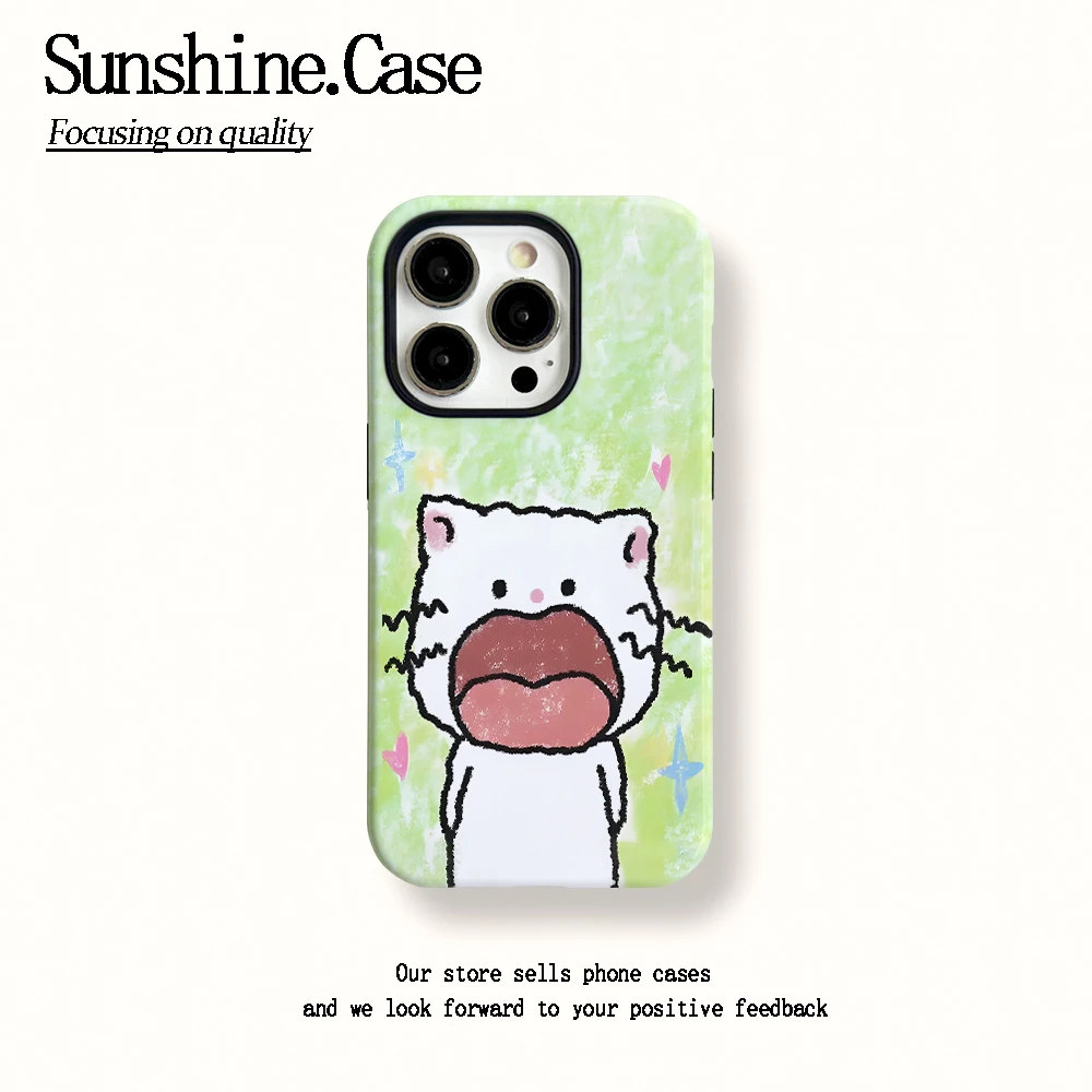 菲林二合一适用苹果华为vivo小米oppo手机壳大嘴小猫16PRO/15