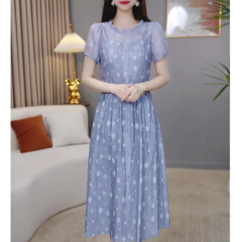 【宠粉定制】B868图片色连衣裙优雅气质时尚减龄收腰显瘦夏季设计