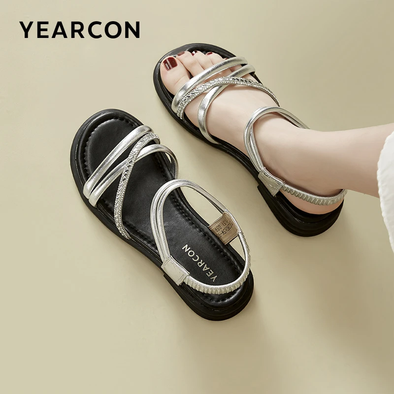 意尔康2025新款低帮夏季时装凉鞋沙滩鞋仙女风海边度假凉鞋女鞋子