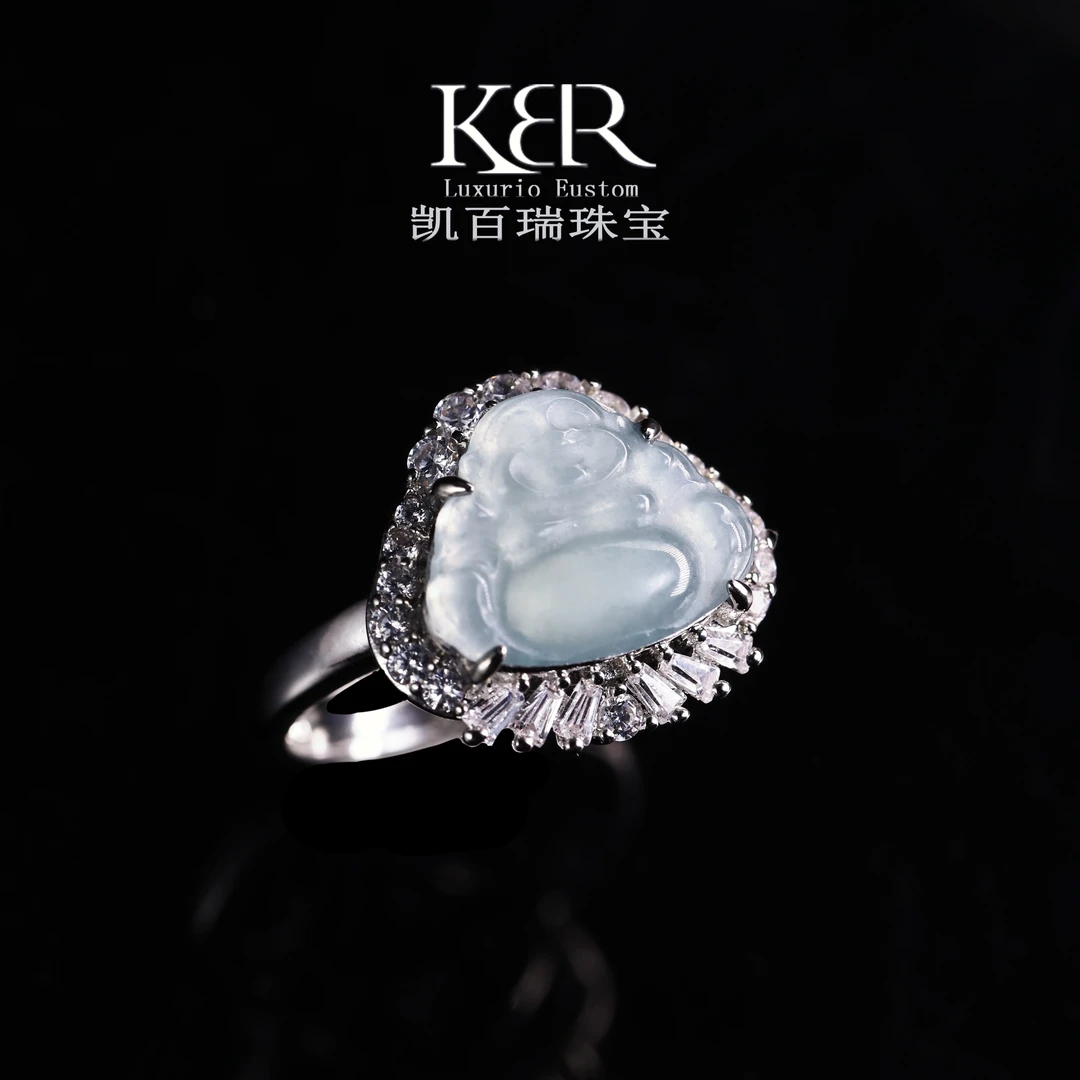 天然A货翡翠佛公戒指开口戒指戒圈简约KBR0405007