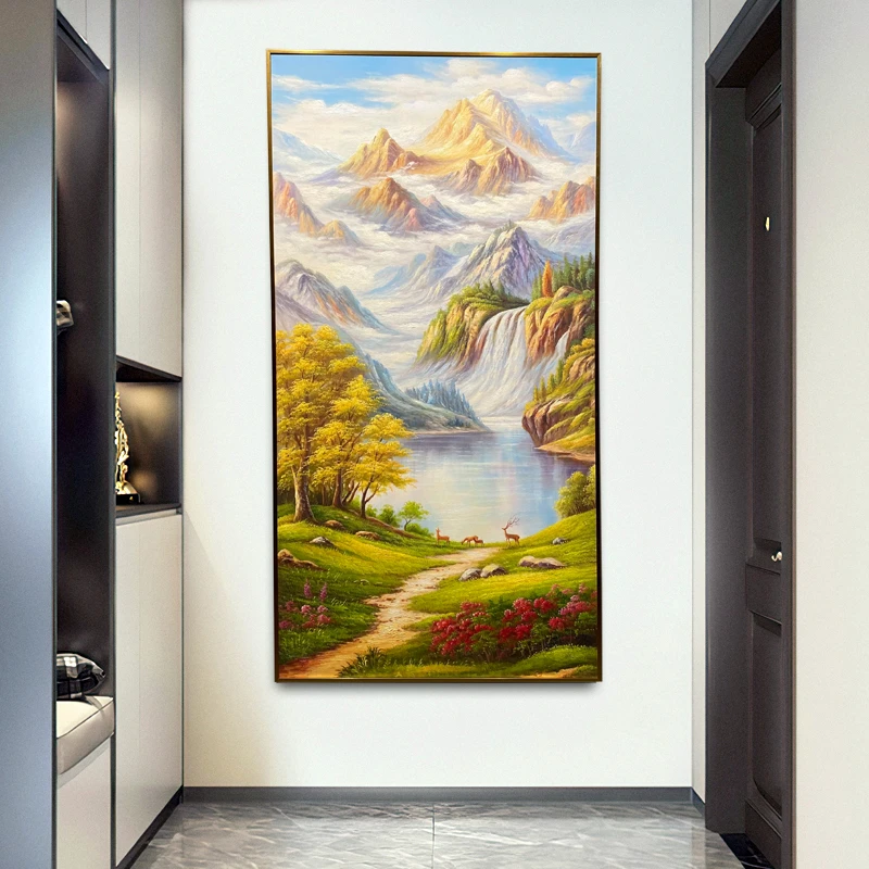 《 翠谷流芳》玄关装饰画大气入户走廊油画立体书房客厅挂画高级感