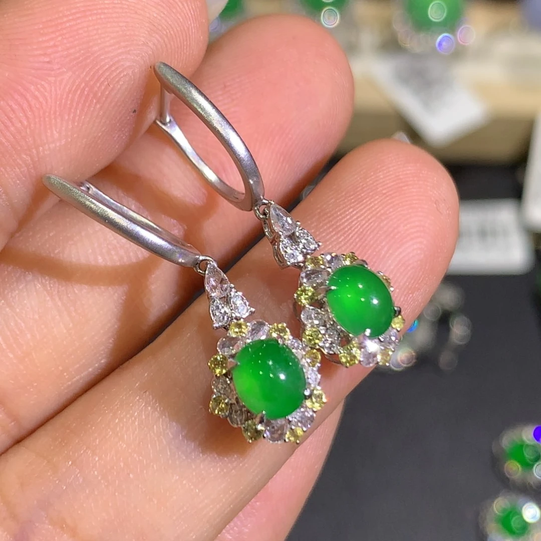 翡翠耳饰18K金镶嵌8、