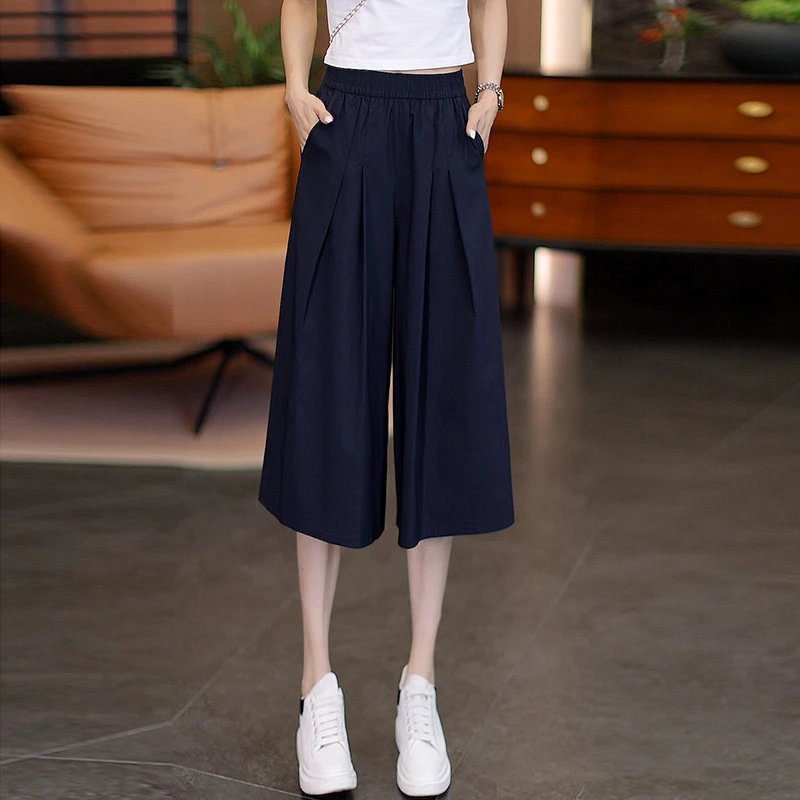 LOzP2025夏季七分阔腿裤女薄款休闲百搭透气舒适宽松大码显瘦六分