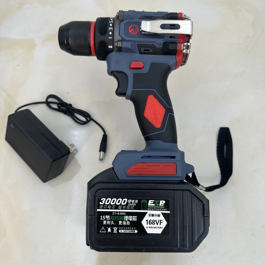无刷纯铜手电钻(大钢炮)15节动力大电池-蓝