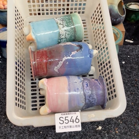 紫砂花盆瑕疵546口径4.5左右