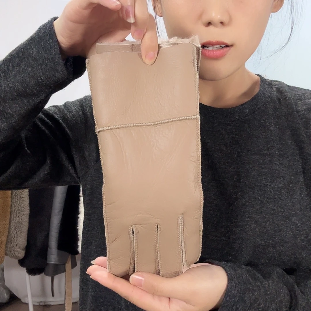 山羊皮绵羊毛绵羊毛咖色女款羊皮毛一体