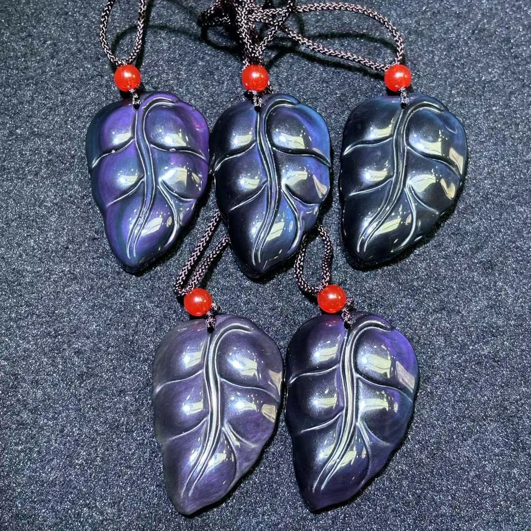 面面来财珠宝q-C3989-彩曜石叶子吊坠-配绳子-多样性发其一