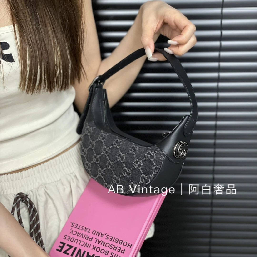 95新 GUCCI/古驰 阿白奢品/古驰 老花半月包 大全套