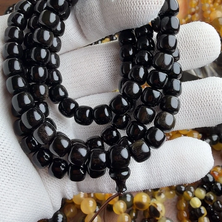 余***福花岗石铁合金驴蹄子老型桶珠纯黑