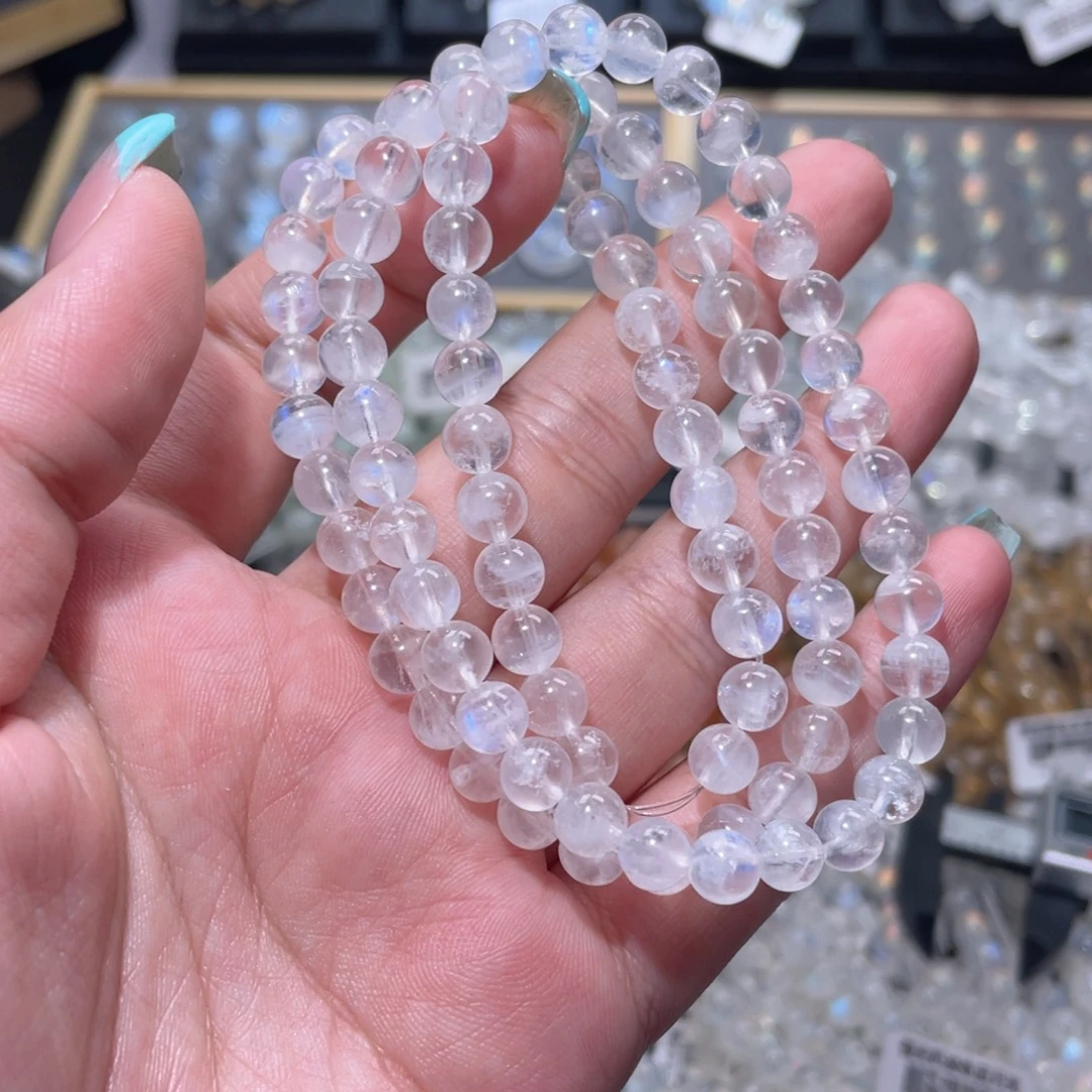 长石手链未镶嵌蓝月光手链多圈6.5mm