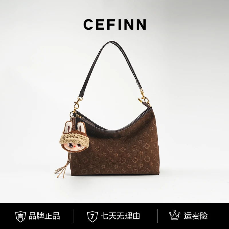 CEFINN 托特包单肩包轻奢风双根通勤磨砂肩包拉链单肩电脑包