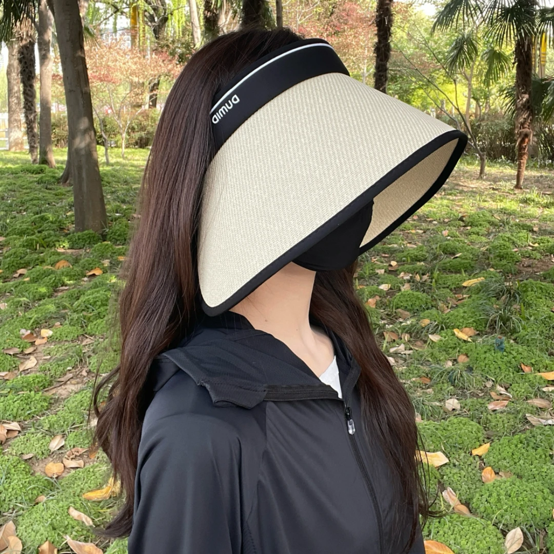 LINXIA环绕式草编防晒帽夏季度假海边防紫外线加大帽檐 百搭