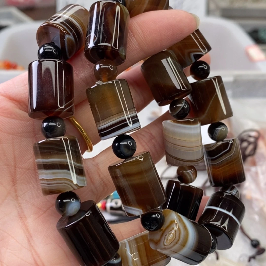 【闪购商品】玛瑙/玉髓手链合金尾*玛瑙手串圆柱2