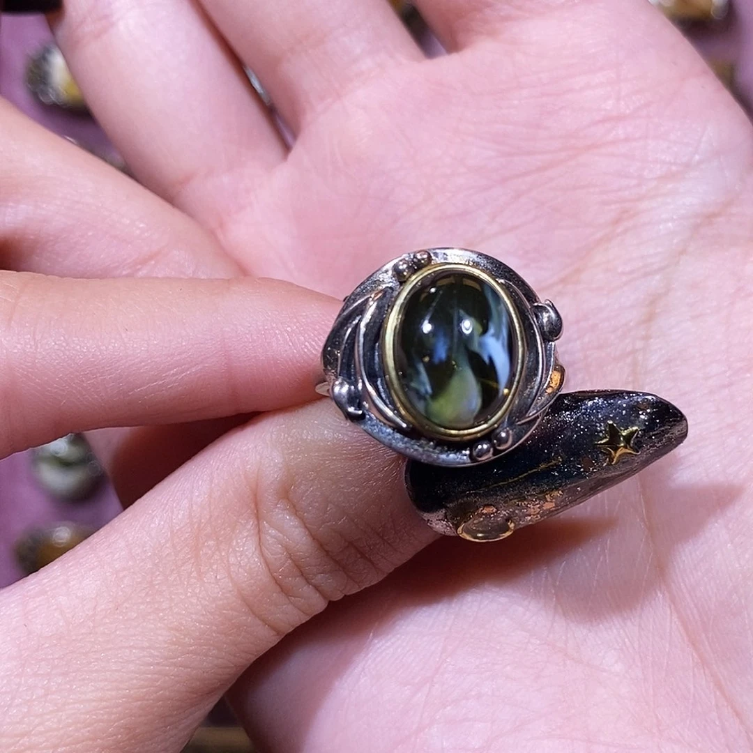 聿***青琥珀银S925镶嵌戒指