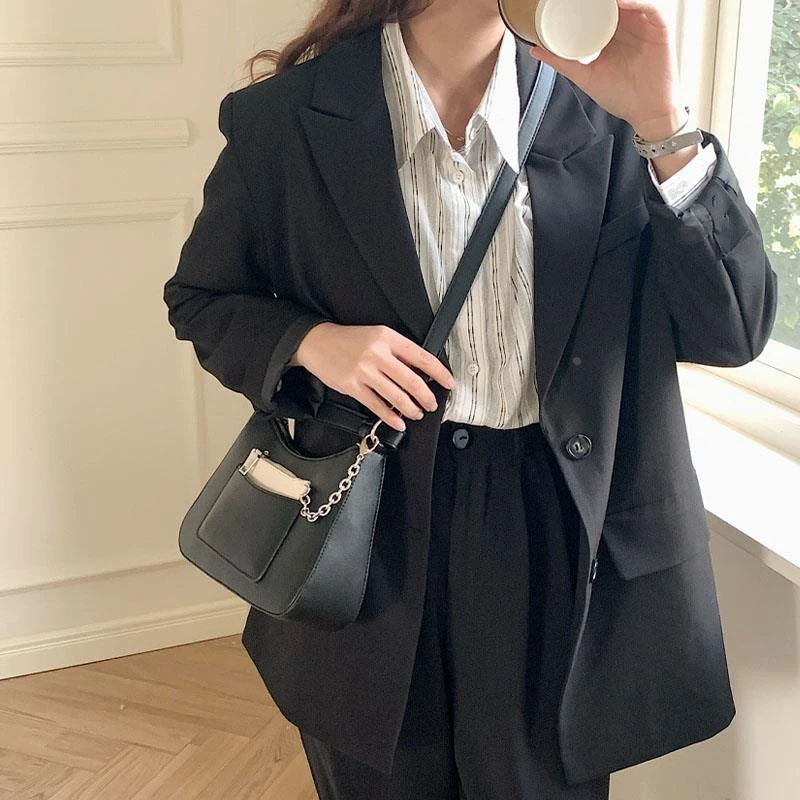 韩版新款链条斜挎包小众设计百搭女包创意撞色单肩小方包