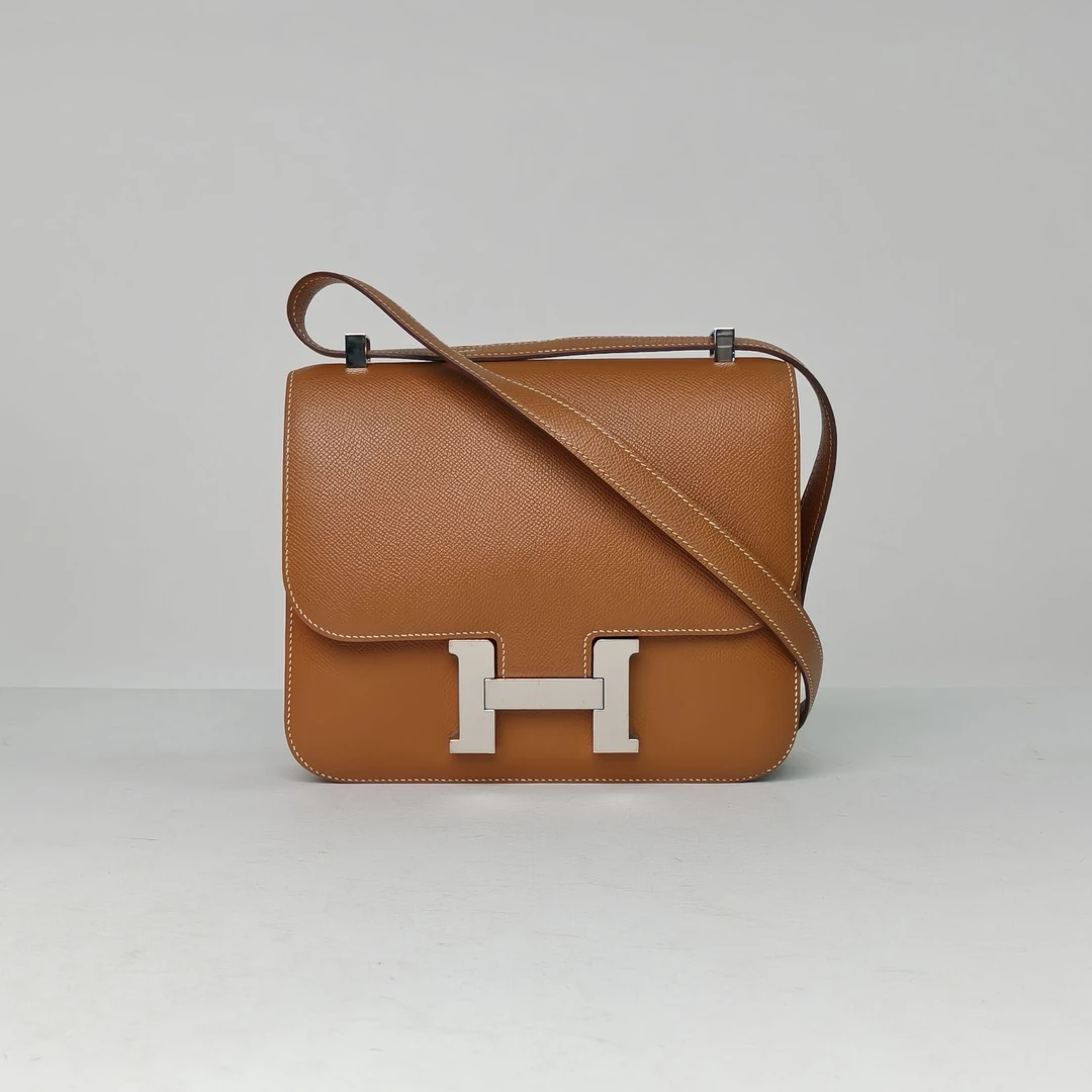 99新 Hermes/爱马仕 小花6珊 康康 24 37金棕色 Epsom皮 D刻