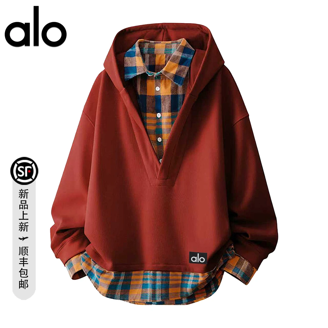 【官方奥特莱斯】品牌折扣假两件连帽卫衣男款设计感小众套头衫上衣