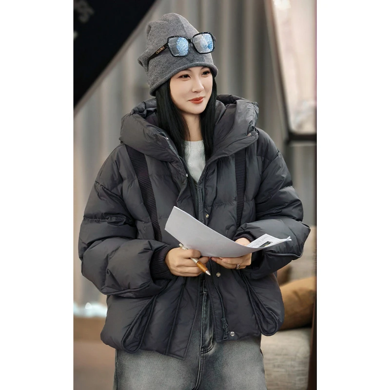 美洋MEIYANG 吐司包鹅绒服【安心鹅绒100+】口袋连帽面包羽绒外套