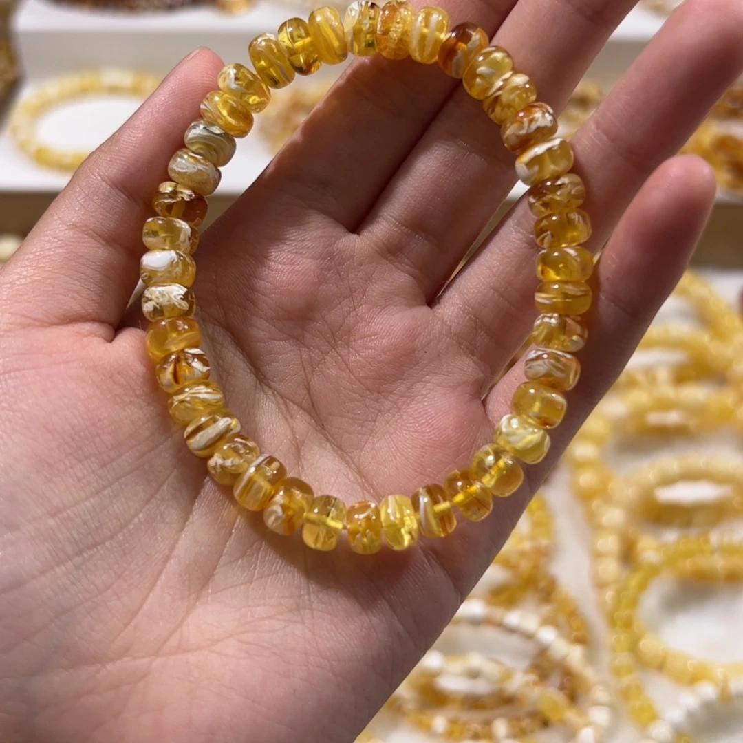 琥珀未镶嵌珠宝奇石金瓷白妖花拉丝老型