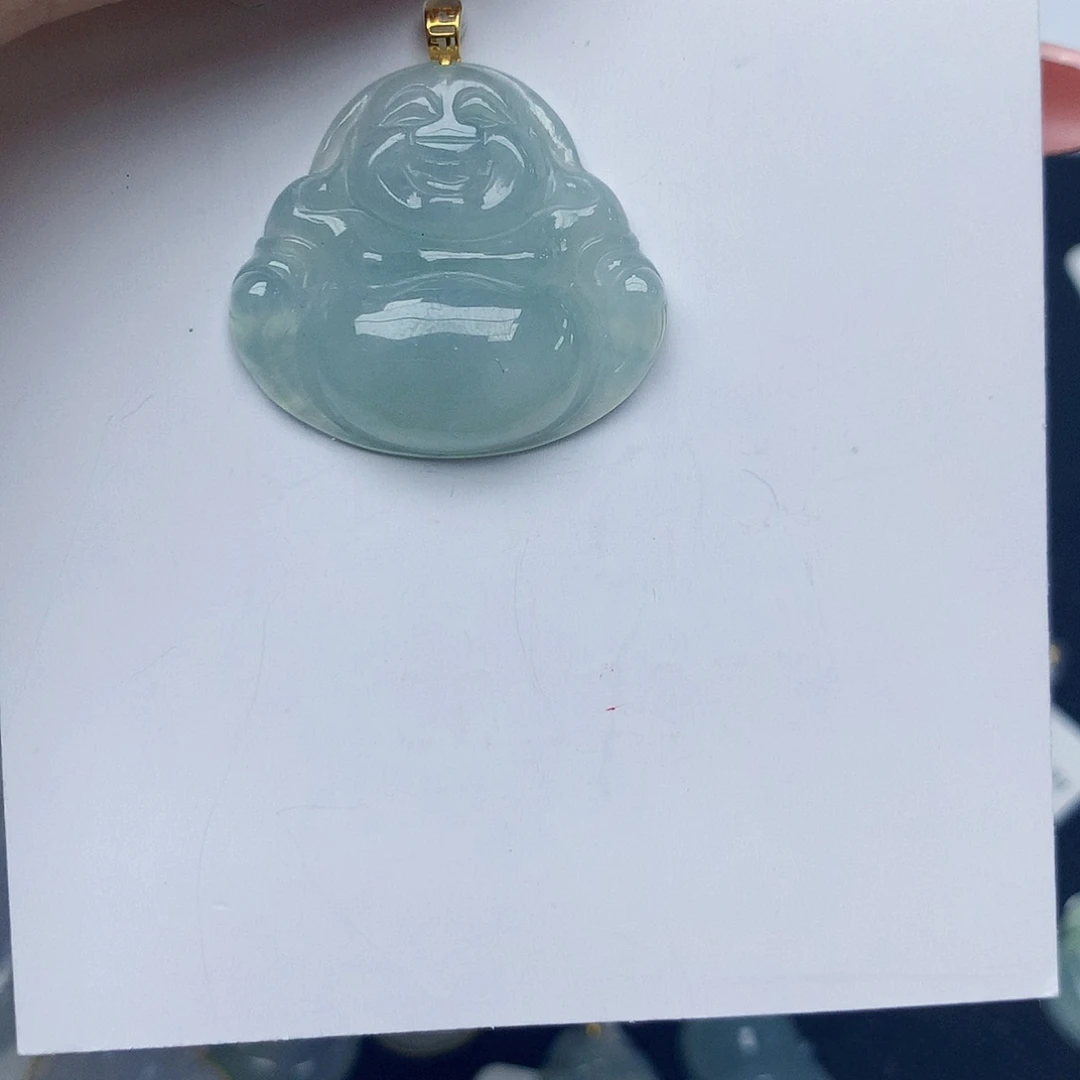 翡翠18K金镶嵌颈饰佛公