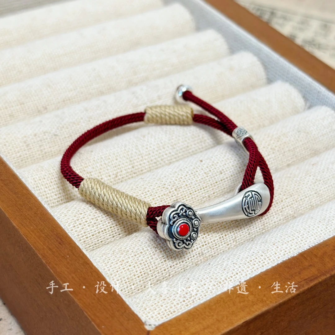 足银手链 足银手链足银999银制品珐琅如意手链国潮新中式时尚百搭