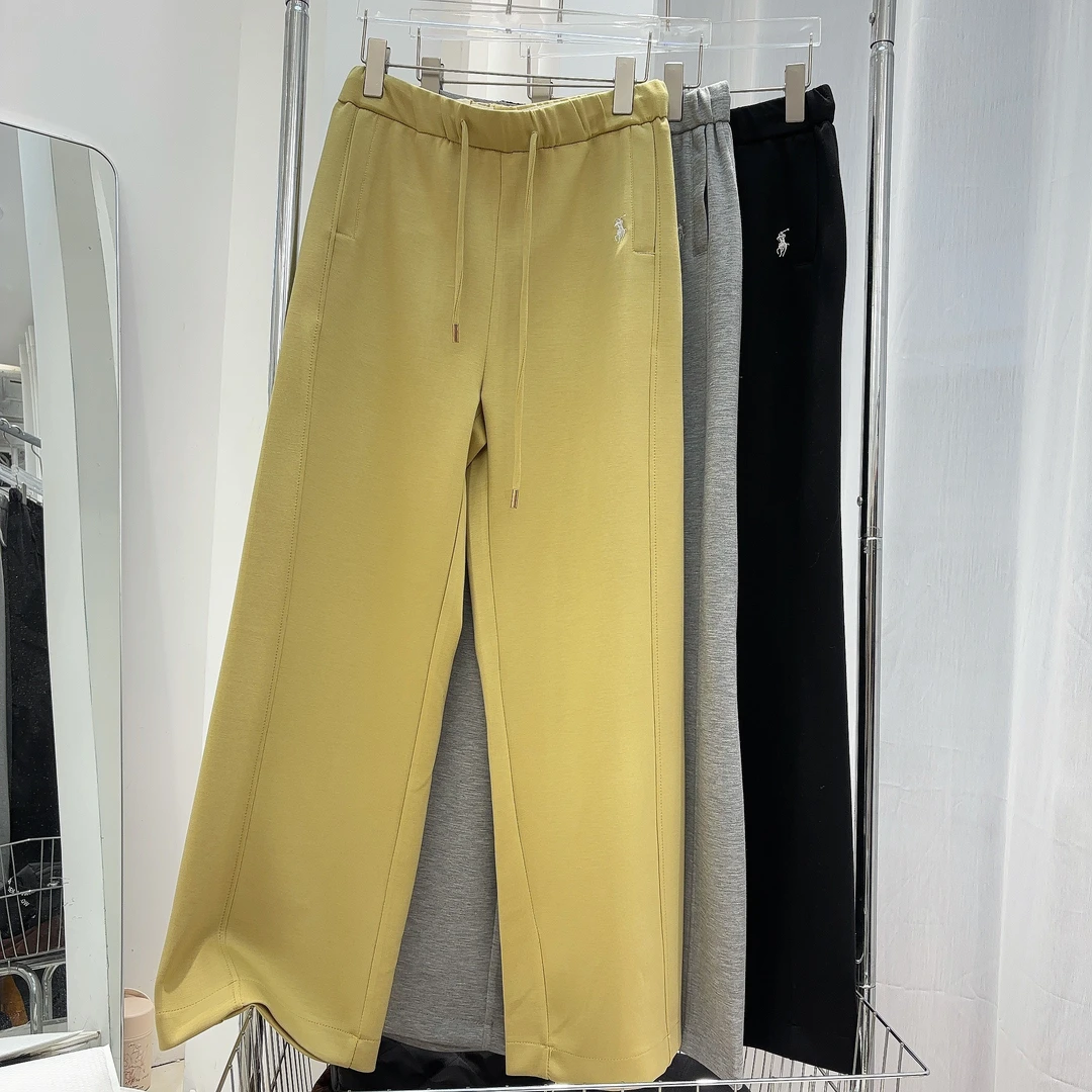 TU姐 春季大码高腰弹力显瘦直筒松紧腰阔腿裤垂感舒适直筒长裤