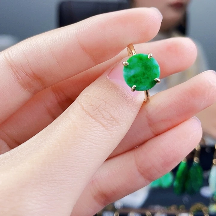 翡翠戒指银S925镶嵌饰品