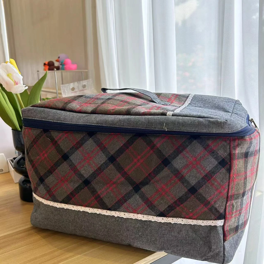 【豆腐块】红线格子收纳箱整理收纳 37*24*22