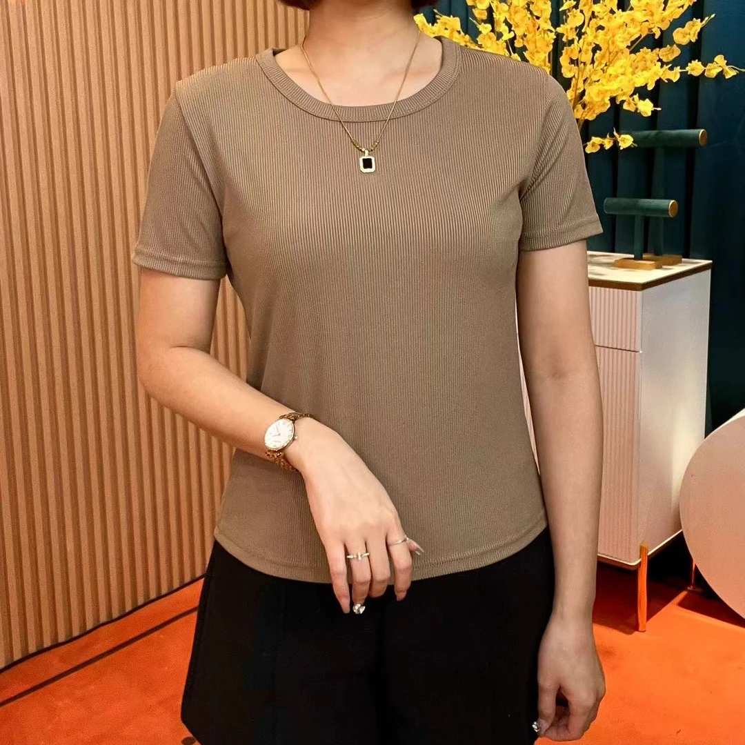 时尚休闲简约螺纹短袖女士骑行服#2382