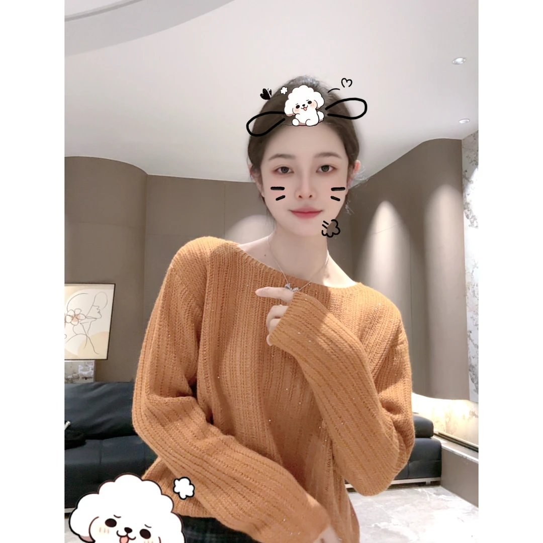 宿慕SUMU 重工亮丝显瘦针织衫9-16秋季2025休闲设计感毛衣18817