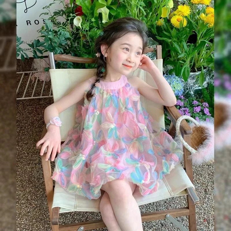 女童连衣裙夏装2025新款儿童夏季网纱裙女孩蓬蓬纱夏季童装公主