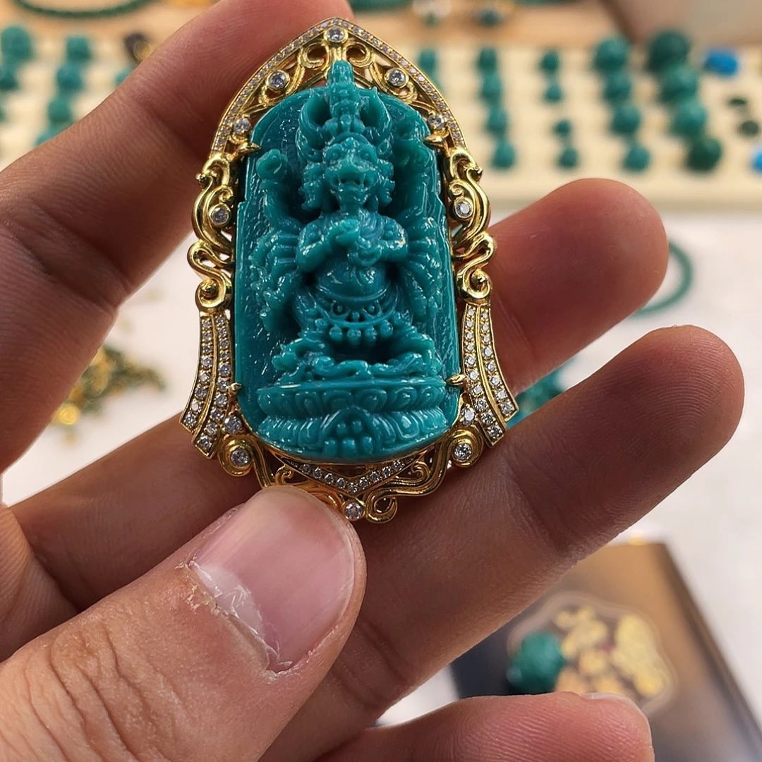 绿松石未镶嵌耳饰