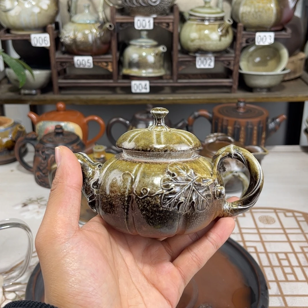 180cc白泥柴烧仿生南瓜壶