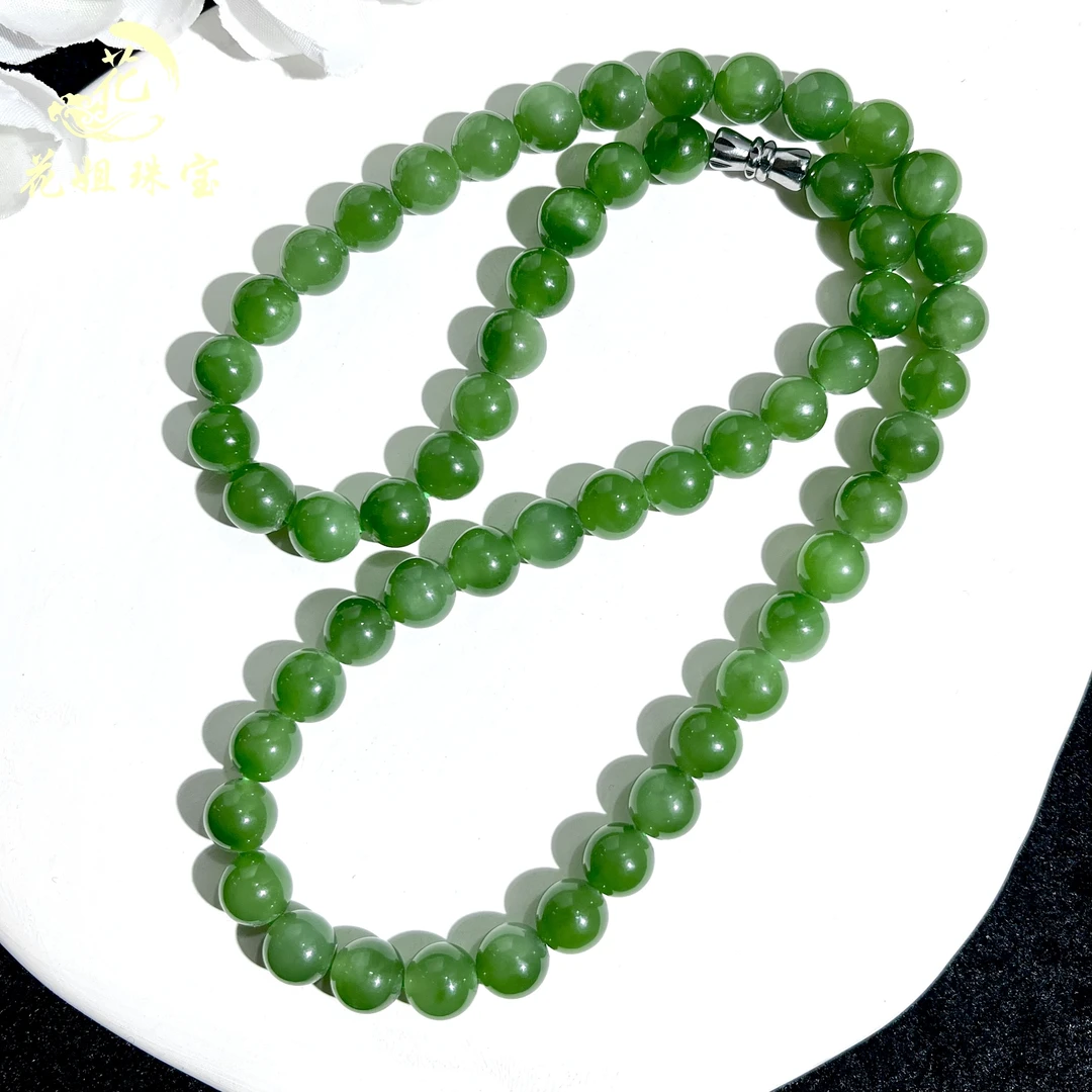 ZW004天然和田玉碧玉精美女神链，单珠卡：7+mm质地细腻，时尚精美
