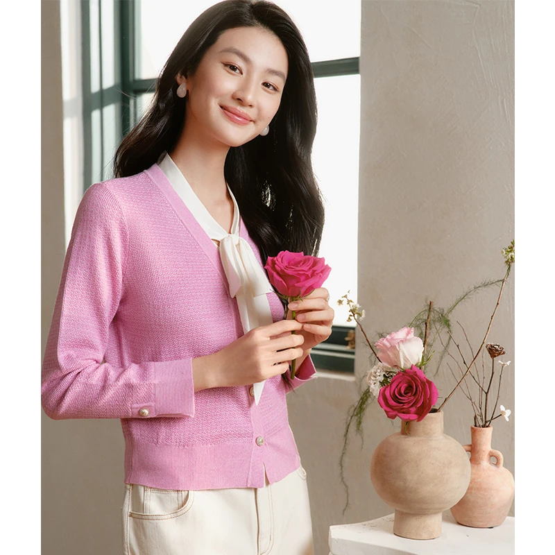 Koradior/珂莱蒂尔25年新款蝴蝶结时尚气质针织衫KZ03762T2