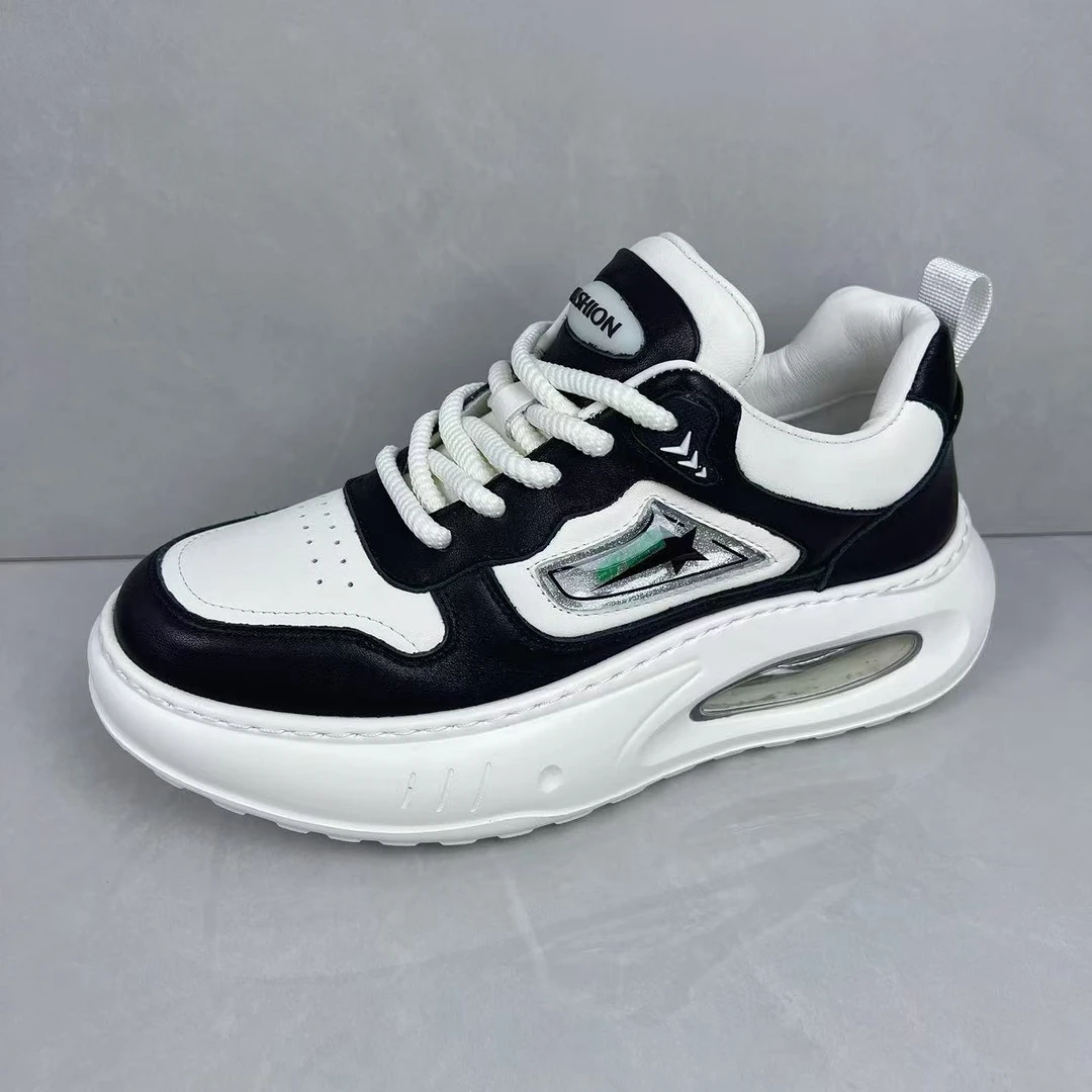 男鞋2025秋季新款头层牛皮休闲鞋时尚百搭增高气垫潮流舒适老爹鞋